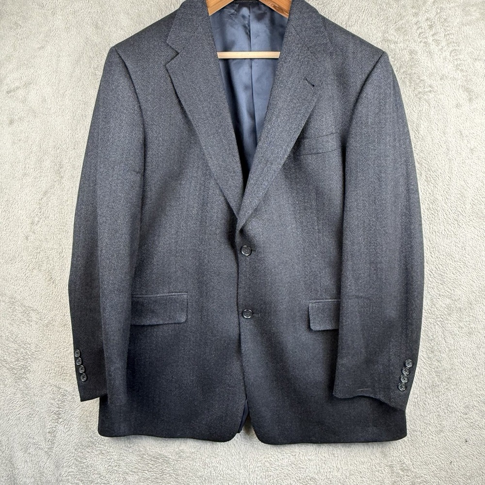 Vintage Hart Schaffer Marx Blazer Size 42R Navy Blue Old Money USA‎ Made FLAWS